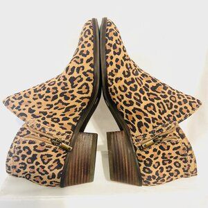 Lucky Brand-NWT-Leopard Print 2" Heels Women's Size 9 Leather Ankle Boots-Comfy